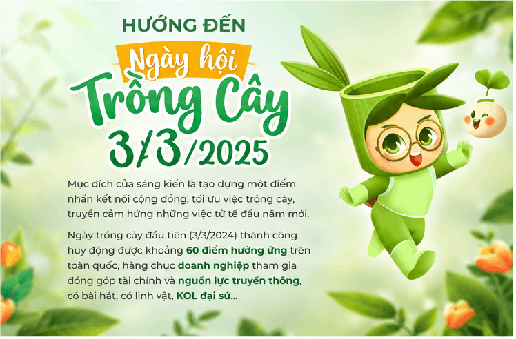 Tree Planting Day 3/3 key visual with the bamboo-sprout mascot